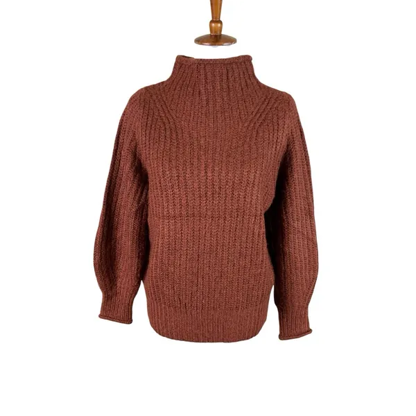 Madewell Loretto Rust‎ Mock Neck Chunky Knit Sweater Cozy Cottagecore XS - Image 2