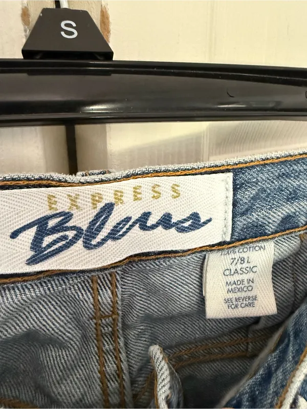 Vintage Express Women's Blue Jeans Straight Skinny High Waisted Size 7/8 Long - Image 5
