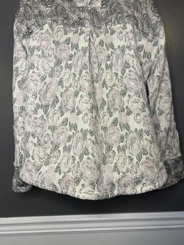 We The Free Sweater Womens Large Pink Floral Henley Pullover Long Sleeve Boho - Image 9