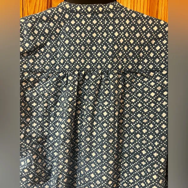 Madewell Chambray Blue & White Floral‎ Stamp Popover Tunic Top Shirt Size XS - Image 8