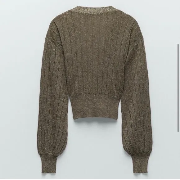 NWT ZARA Metallic Thread Knit Cardigan Sz Medium‎ Bloggers Favorite 9974/104/303 - Image 3