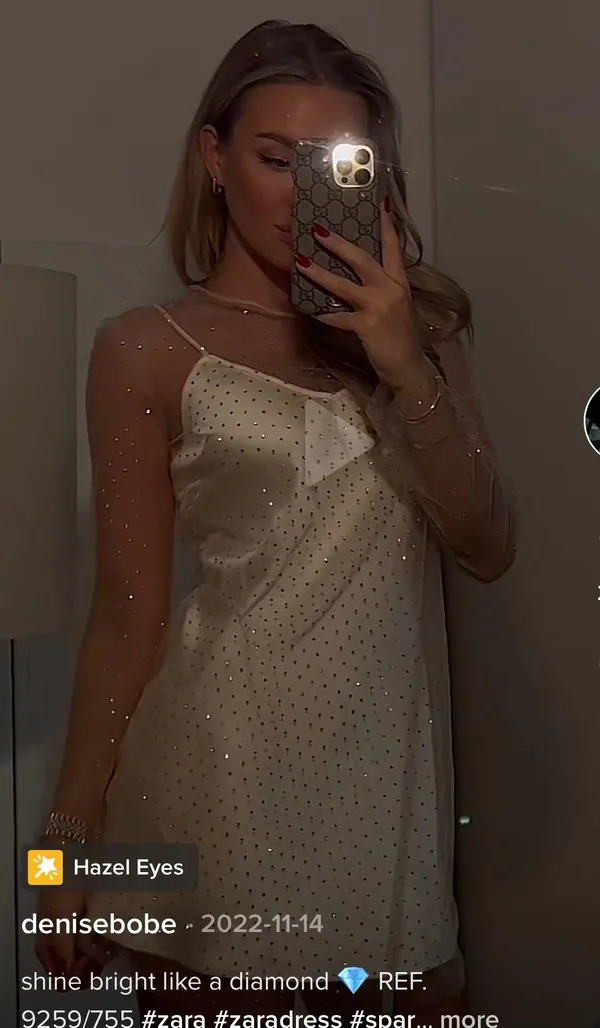 Zara NWT Gold Rhinestone Mini Dress - Image 12