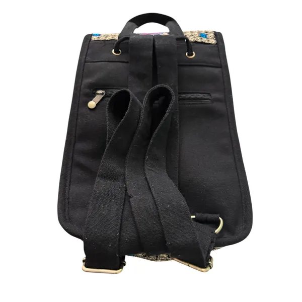 Boho Embroidered Backpack Colorful Floral Birds Drawstring Flap Bag‎ - Image 7