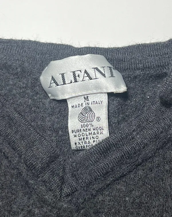 Alfani Gray Sweater Vest I Size Medium I 100% Merino Wool I Made in Italy - Image 3