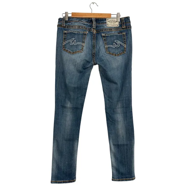 Anoname Paris‎ Skinny Jeans Womens 31 Blue Medium Wash Low Rise Stretch 517-204A - Image 2