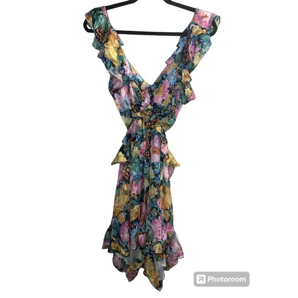 ✨Luxxel Britney Tropical Floral Print Ruffle Sz Large Romper✨ - Image 3