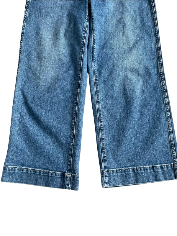 GAP Wide Leg High Rise Women's Cop Jeans Size 8 Medium Blue - Image 4