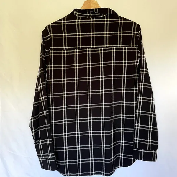 Jachs boyfriend black white checkered button down shirt pockets‎ women's M - Image 9