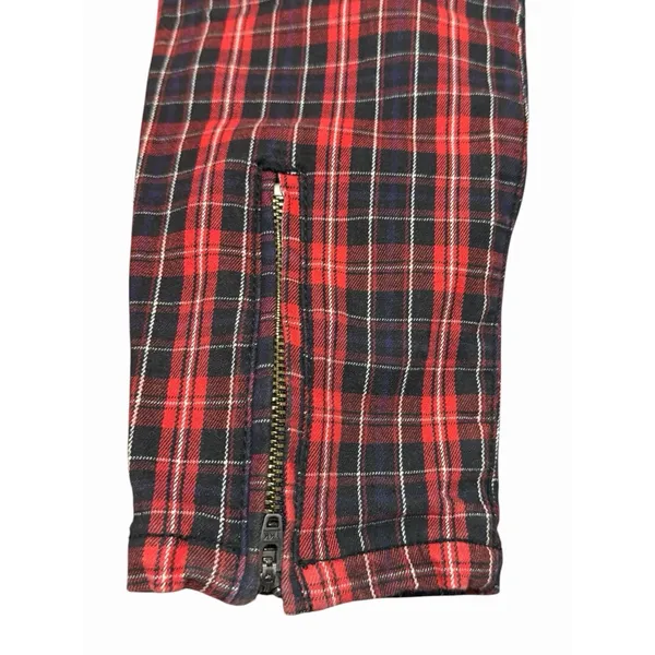 Maison Scotch Red Plaid Punk Goth Biker Skinny Pants Women's Size 27 Soda S&S - Image 10