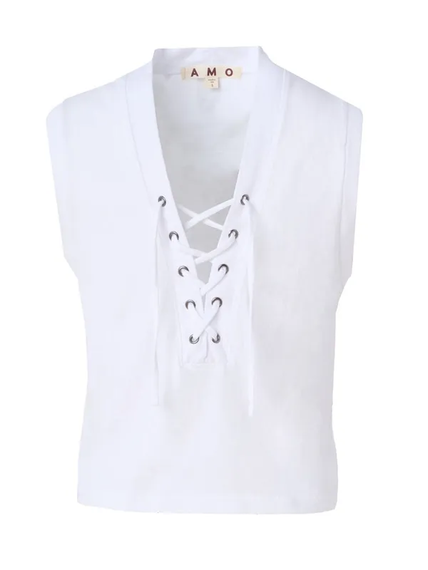 AMO Denim Aviva Tank Top White Cotton S - Image 3