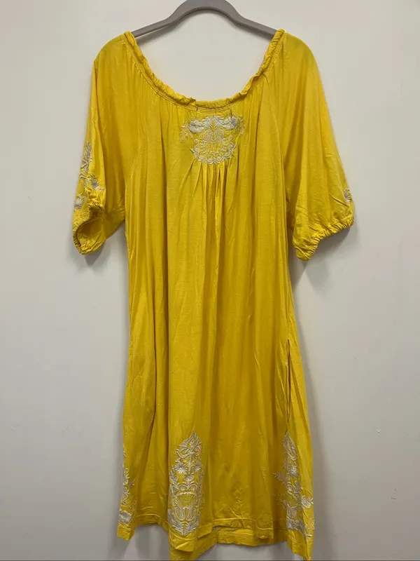 Johnny Was/JWLA Yellow Embroidered Dress size L - Image 5