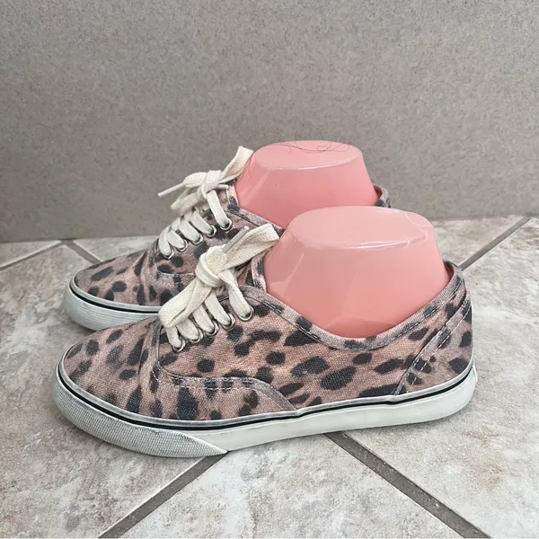 RE/DONE Low Top Skate Sneakers Faded Leopard Print Canvas Size 37 Pre Owned‎ - Image 5