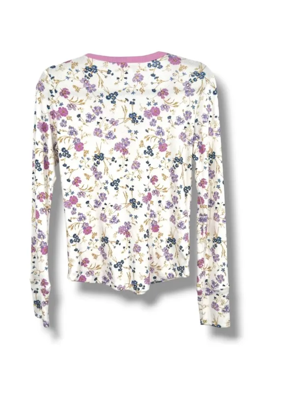 P.J. Salvage Floral Pajama Set Long Sleeve Top Pants with Hearts Size Small - Image 4