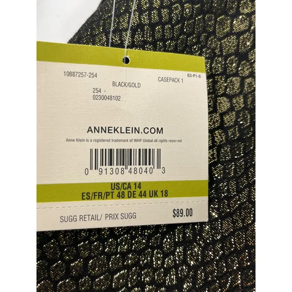 Anne Klein Gold Metallic Snake Skin Ankle Pants‎ Women 14 Straight Leg Trousers - Image 11