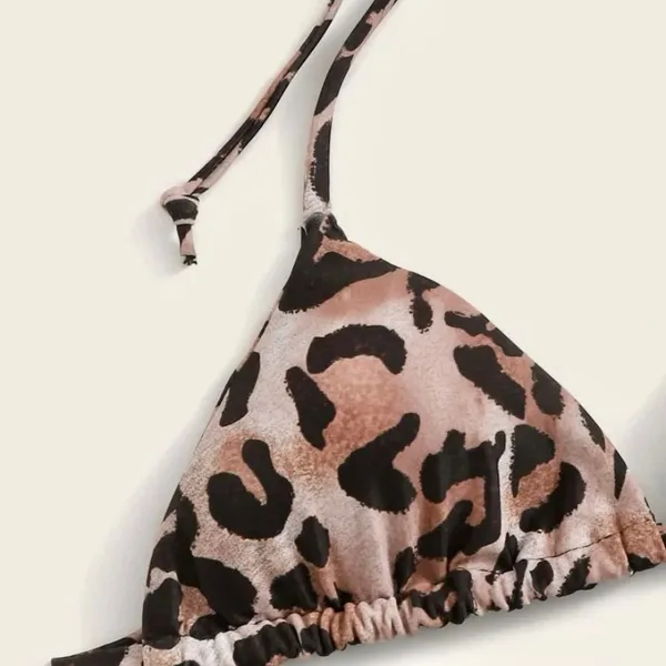 SheIn Leopard Triangle Top With Tie Side Bikini Set - Brand new, never worn! 🤎🖤 - Image 8