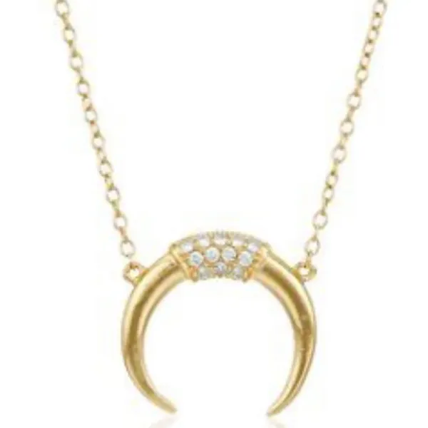 NEW Women's Gold-Plated Crescent Moon Horn Necklace‎ Size 16 + 2” - Image 7