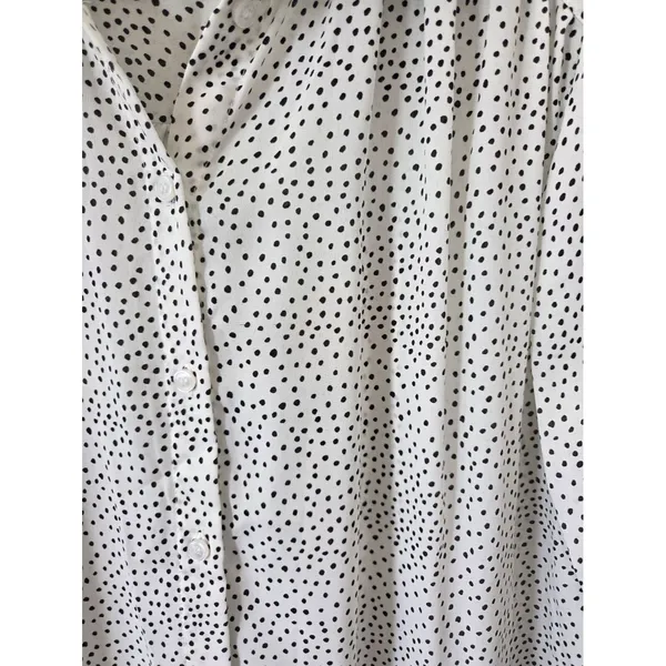 H&M Polka Dot Spotted Blouse Top White Black Twee Office Preppy Effortless M 10 - Image 4