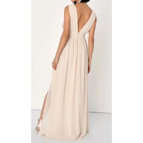 NEW Lulus Size Small Heavenly Hues Maxi‎ Dress Cream Blush Formal Flowy - Image 2