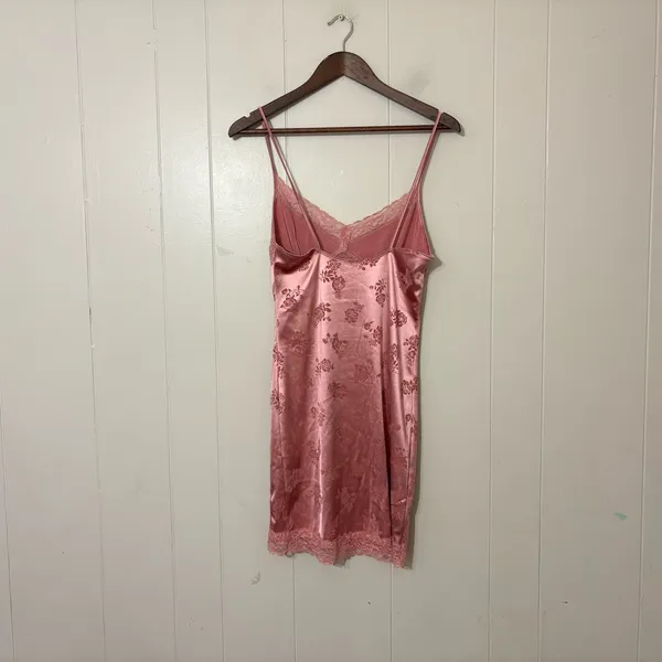 Motel Rocks Coti Satin Lace Slip Dress Pink Floral Bodycon Y2K Coquette Womens M - Image 11
