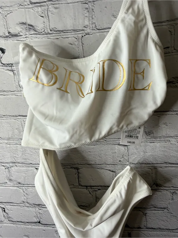 NWT shade and shore Bride Embroidered One-Shoulder White Bridal Swimwear small - Image 5