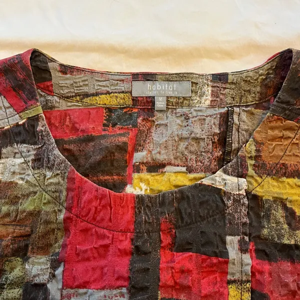 Habitat Clothes to Live In Abstract Crinkle Patchwork Blouse Top Medium - Image 5