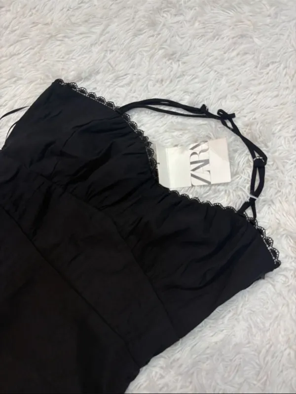 NWT Zara Black Lace-Trim Slip Dress - Image 2