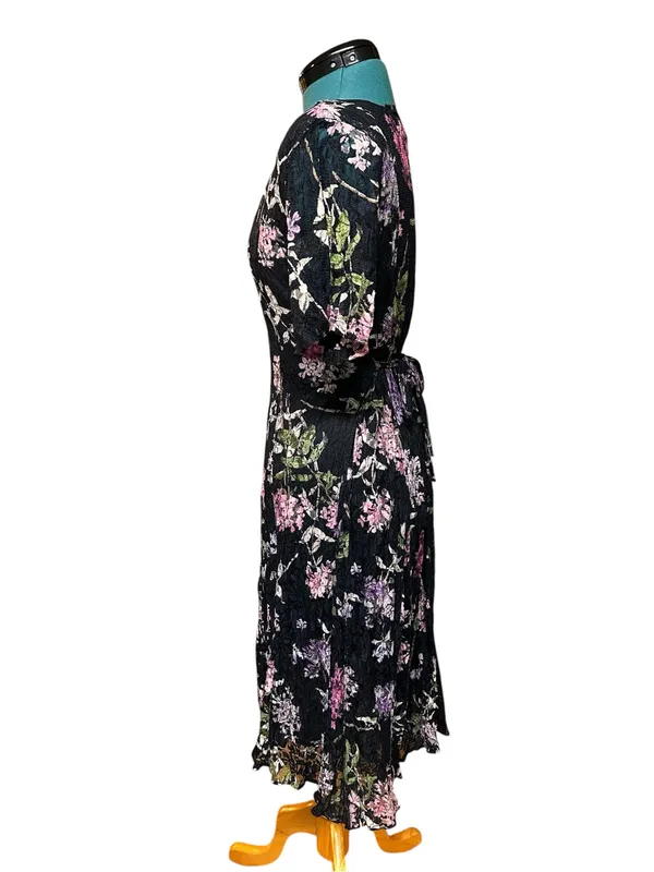 Olivia Floral Black Lace Slip Midi Dress Size M 90s Vintage - Image 2