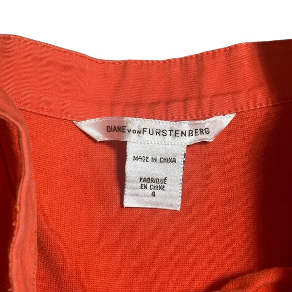 Diane‎ Von Furstenberg Orange Button Front Belted Cargo Dress Size 4 - Image 6