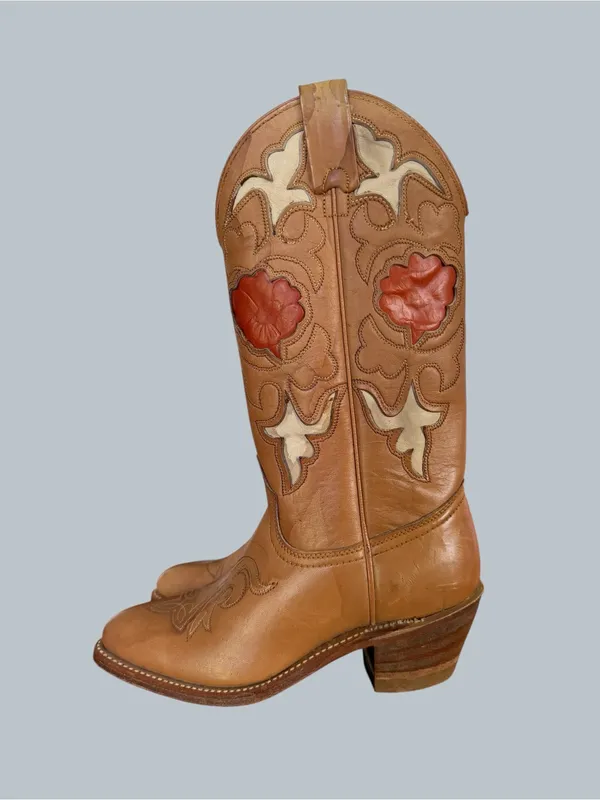 Texas Vintage Women's Mid Calf Western Cowgirl Boot Size 5.5 #267024 - Image 6