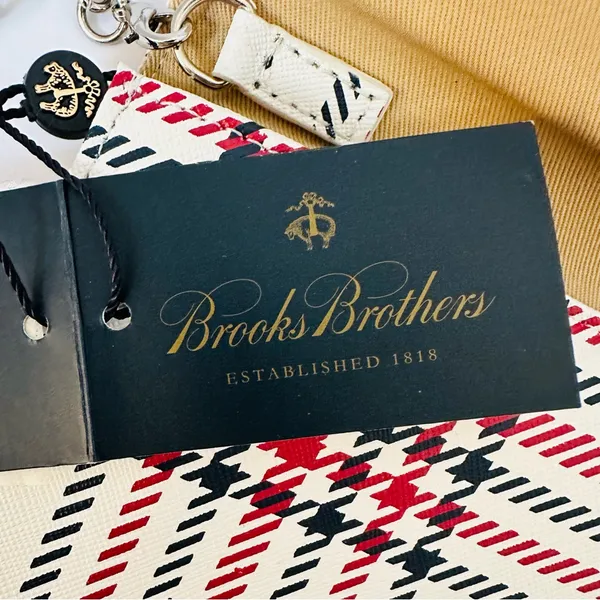 Brooks Brothers Red Fleece Womens Leather Envelope Crossbody Bag Plaid New W Tag - Image 6