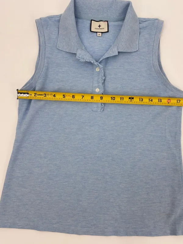 Tuckernuck Light Blue Pique Sleeveless Ruffle Margaret Polo - Image 7