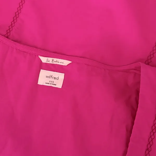 Aritzia WILFRED Palo Santo Blouse La Boheme Electron Fuchsia Embroidered XXS - Image 11