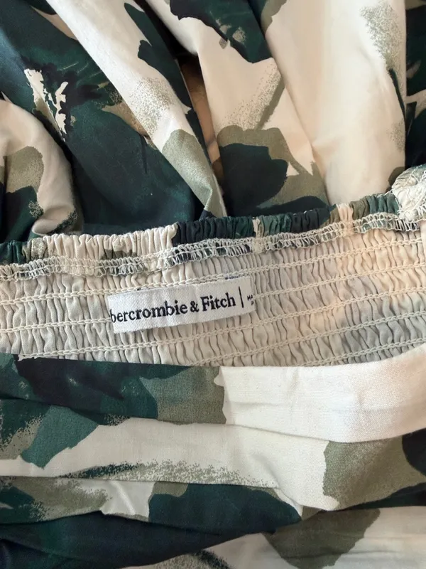 Abercrombie & Fitch Cream Mini Dress with Green Floral Print - Image 8