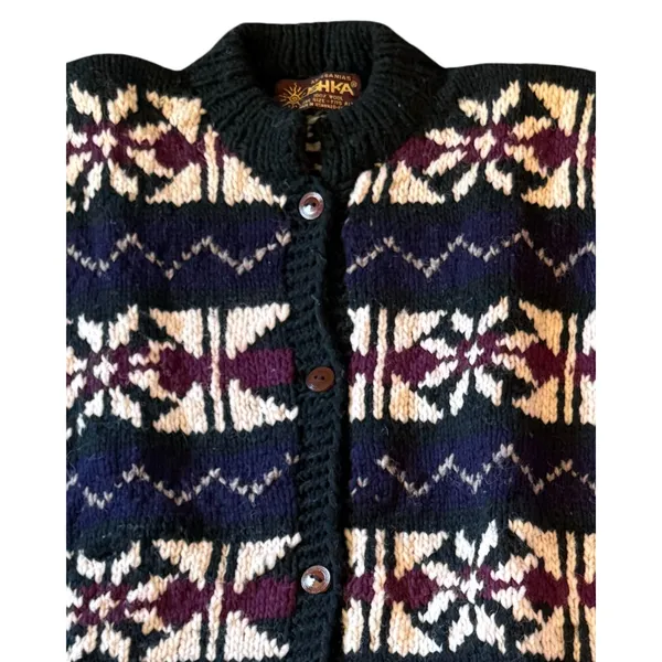 Artesanias ISHKA 100% Wool Cardigan One Size Medium Fair Isla Ecuador Made Boho - Image 11