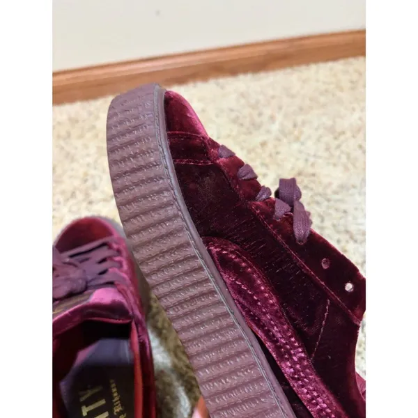 Puma x Fenty Size 6 Rihanna Burgundy Red Velvet Creeper Platform Sneakers - Image 9