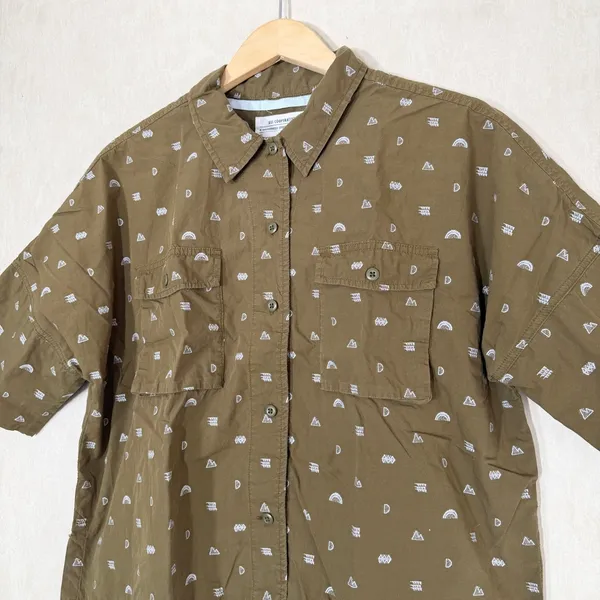 REI Co-op Women’s Trailsmith Button Down Shirt Shortsleeve Printed in Green L - Image 2