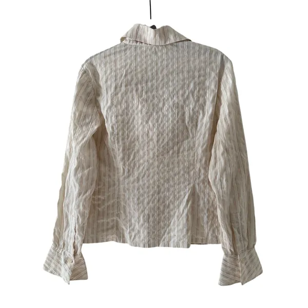 Moosaya Striped Button Down Shirt Large Brown - Image 8
