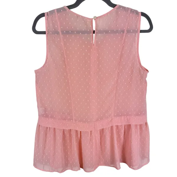 J. Crew Pink Sheer Chenille‎ Dot Sleeveless Pleated Lightweight Blouse Size 8 - Image 2