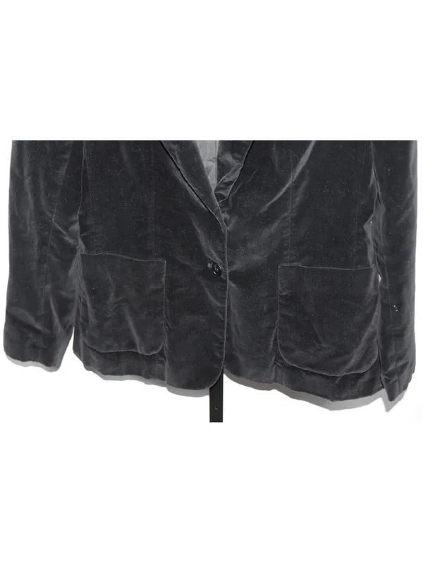Vintage (80s) Wheel Black Velvet Blazer Sz14 Classic Notch Lapel Tailored Jacket - Image 4