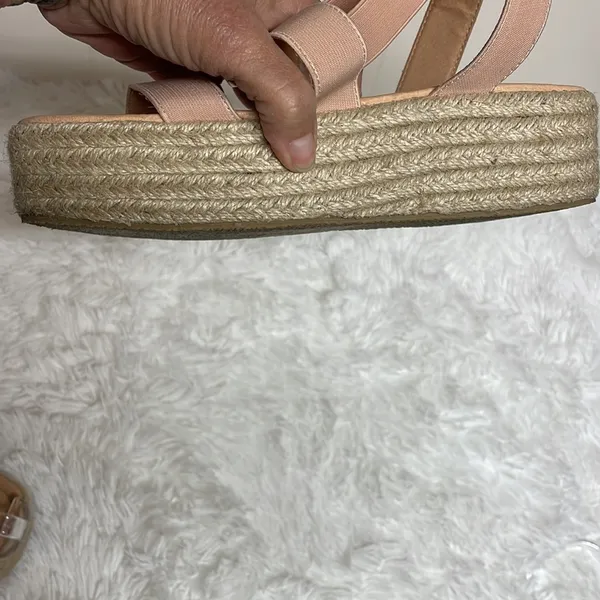 Lulus Wedged Sandals Sz 8.5 Pale Pink with braided Wedge - Image 8