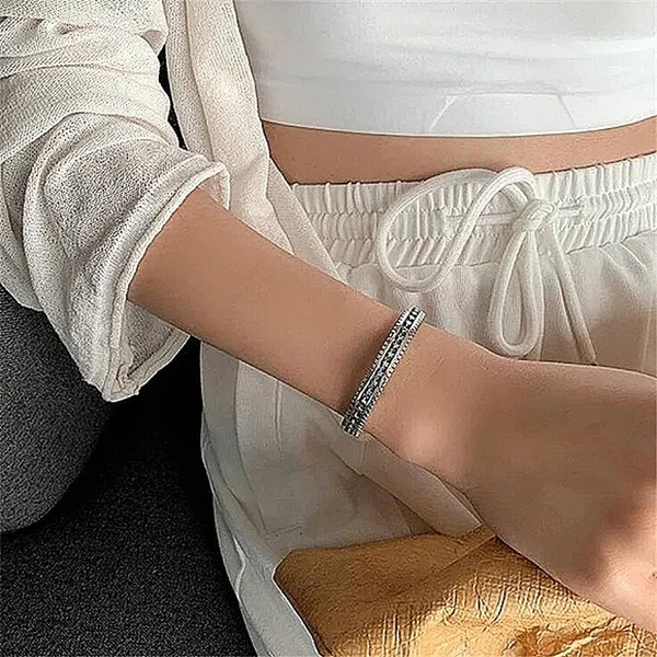 Solid Engraved Star‎ Bracelet | 925 Sterling Silver - Image 6