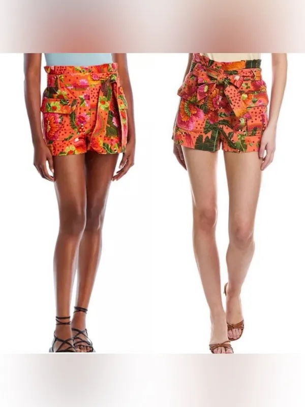 NWT FARM RIO blooming garden shorts orange boho tropical beach vacay floral sz M - Image 2