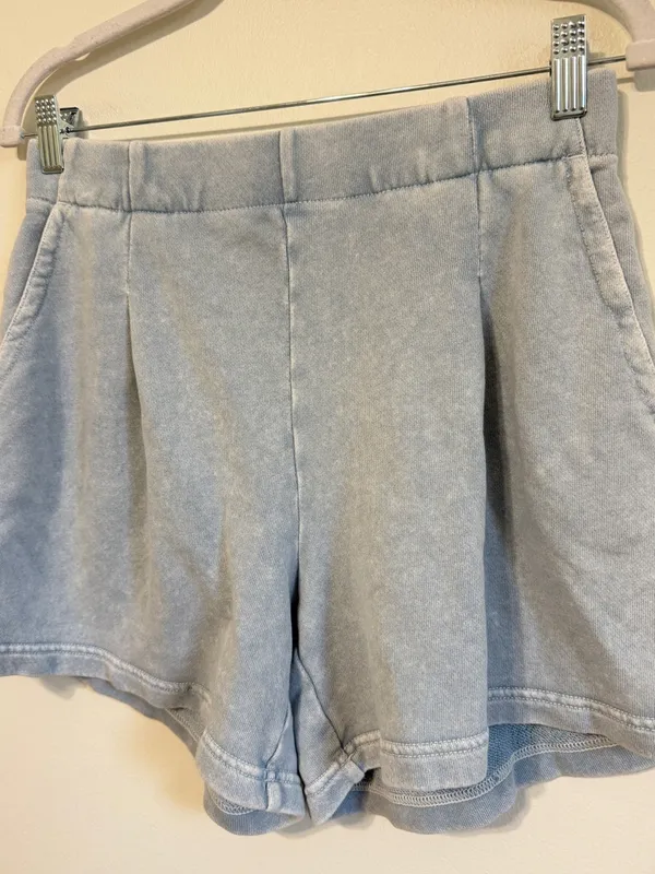 Aerie New Heights Trouser Fleece Short Size Small Cloud Wash Light Blue Sweat - Image 4