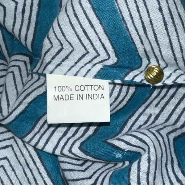 Roberta Roller Rabbit XL Teal Blue White Black Chevron Stripe Henley Cover Up - Image 7