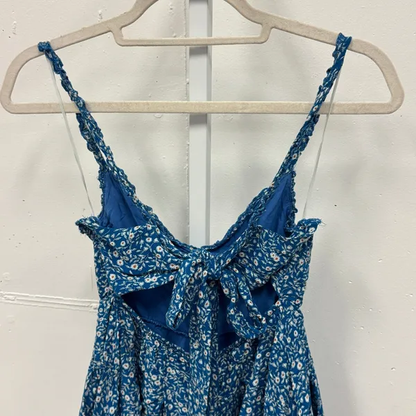 Princess Polly Blue Floral Cutout Back Tie Romper Braided Straps Cottagecore - Image 3
