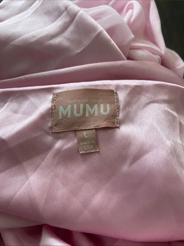 NEW Show Me Your Mumu Dalia Maxi Dress size Large L light pink luxe satin - Image 4