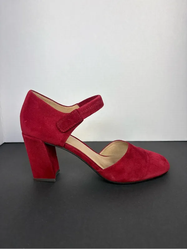 Eileen Fisher Mary Jane Block Heel Pumps in Burgundy red Suede 3 inch heel Size 8 - Image 2