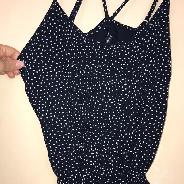 Abercrombie & Fitch Women’s Polka Dot Blue White Crossover Straps Mini Dress - Image 4