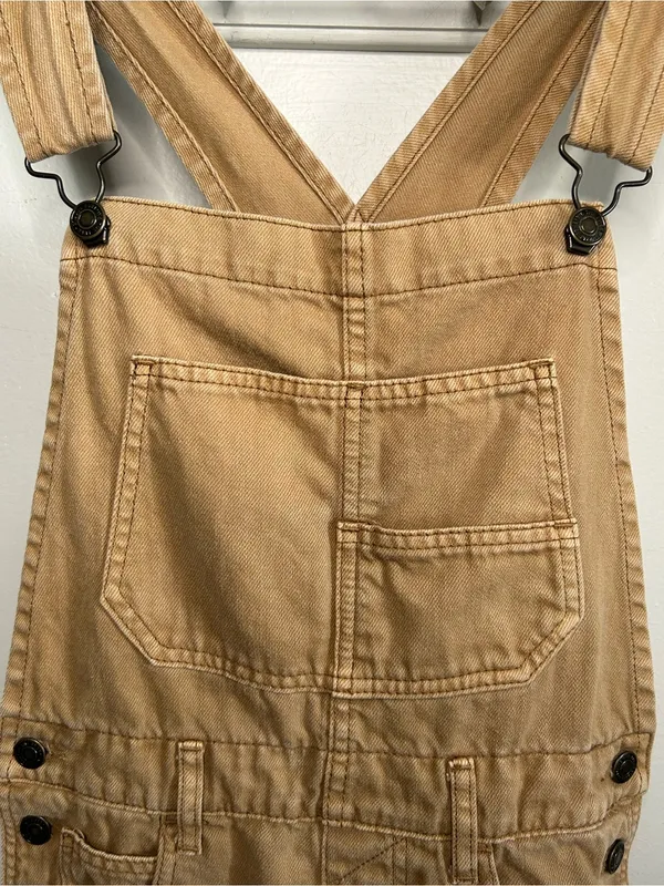 Free People We The Free Ziggy Cotton Denim Overalls - Tan / Camel Brown - Image 4