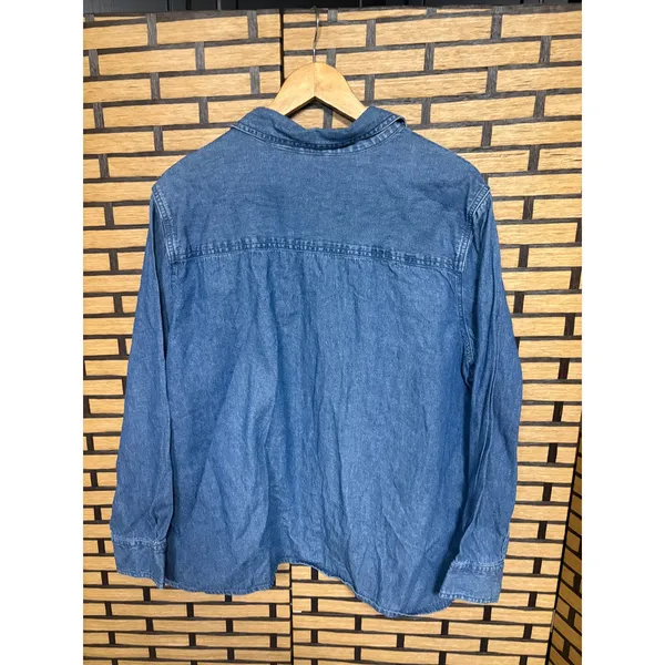Holiday Editions Denim‎ Snowman Embroidered Button Down Shirt Size 1X - Image 2